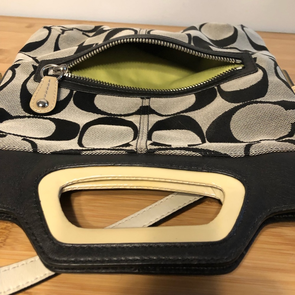 Coach signature navy ivory patent foldable purse